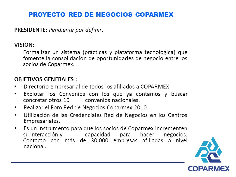 PROYECTO RED DE NEGOCIOS COPARMEX