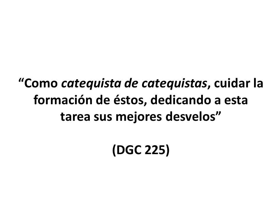 Como catequista de catequistas, cuidar la formación de éstos, dedicando a esta tarea sus mejores desvelos (DGC 225)