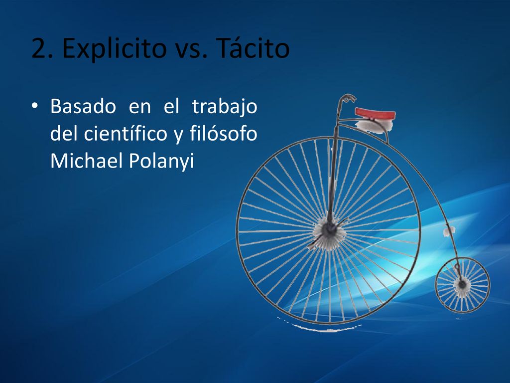 2. Explicito vs. Tácito Basado en el trabajo del científico y filósofo Michael Polanyi