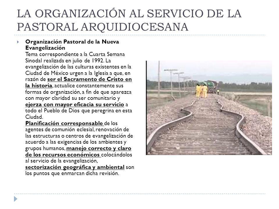 LA ORGANIZACIÓN AL SERVICIO DE LA PASTORAL ARQUIDIOCESANA