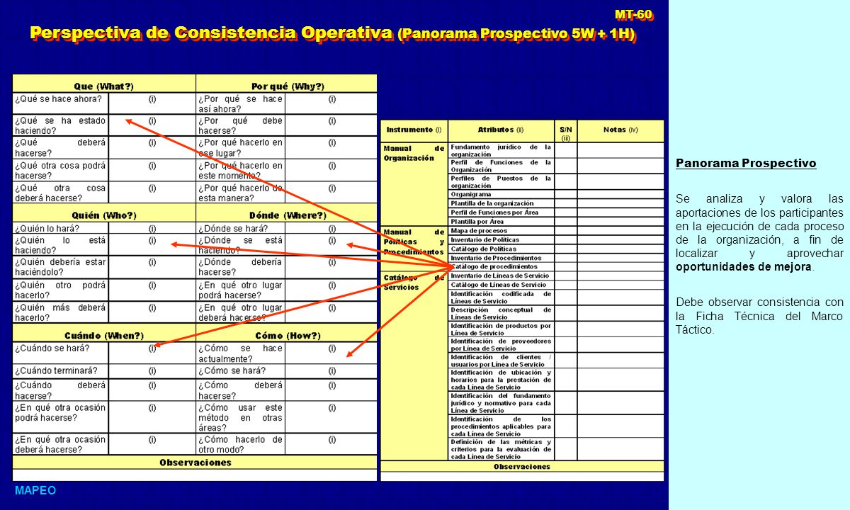 Perspectiva de Consistencia Operativa (Panorama Prospectivo 5W + 1H)