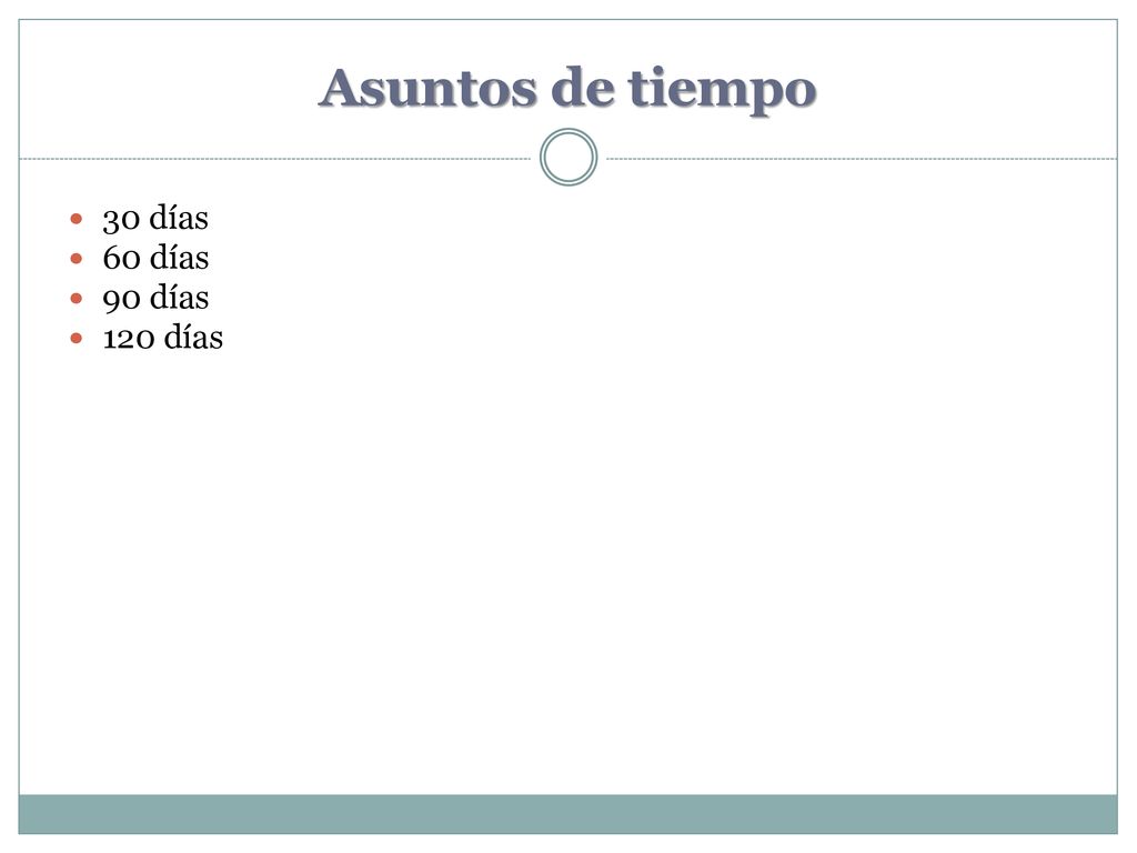 Asuntos de tiempo 30 días 60 días 90 días 120 días