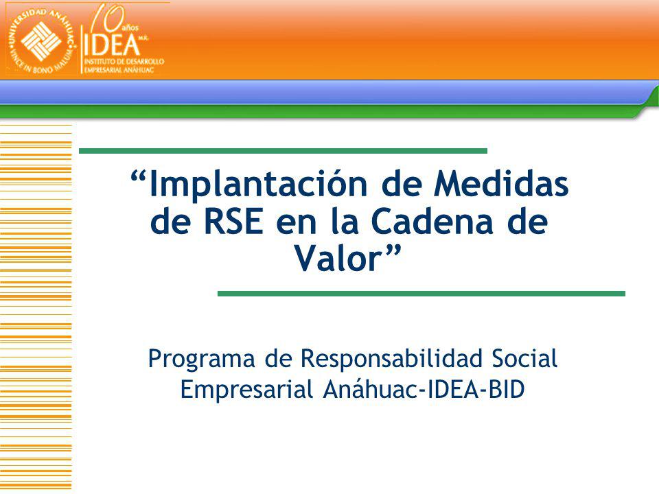 Implantación de Medidas de RSE en la Cadena de Valor