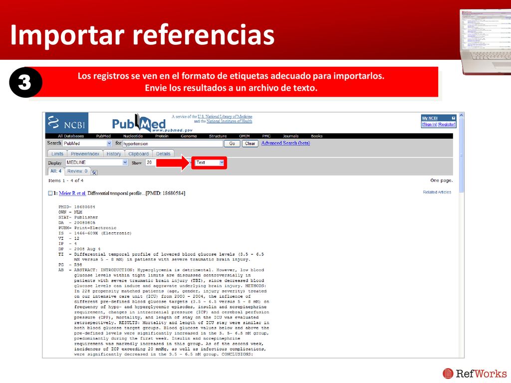 Importar referencias 3. Los registros se ven en el formato de etiquetas adecuado para importarlos.