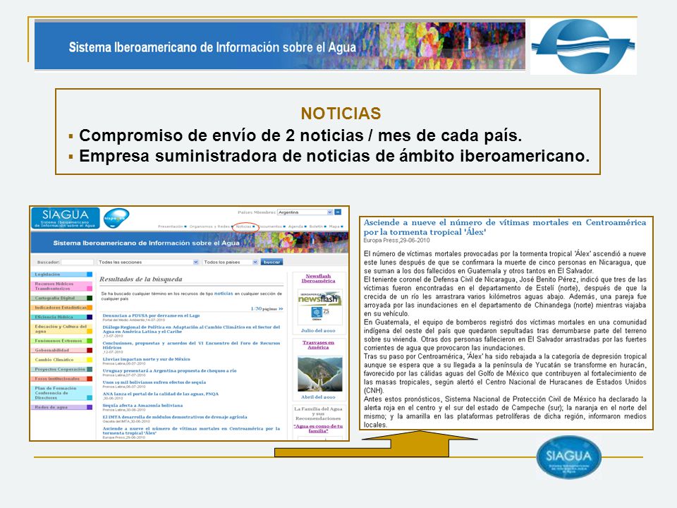 NOTICIAS Compromiso de envío de 2 noticias / mes de cada país.