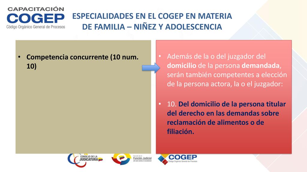 ESPECIALIDADES EN EL COGEP EN MATERIA DE FAMILIA – NIÑEZ Y ADOLESCENCIA