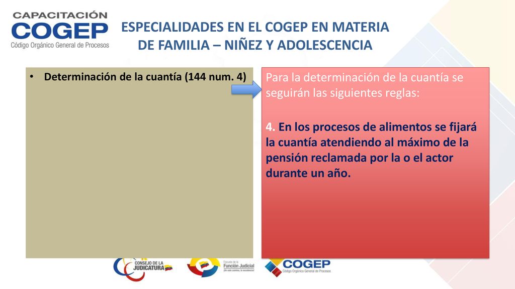 ESPECIALIDADES EN EL COGEP EN MATERIA DE FAMILIA – NIÑEZ Y ADOLESCENCIA
