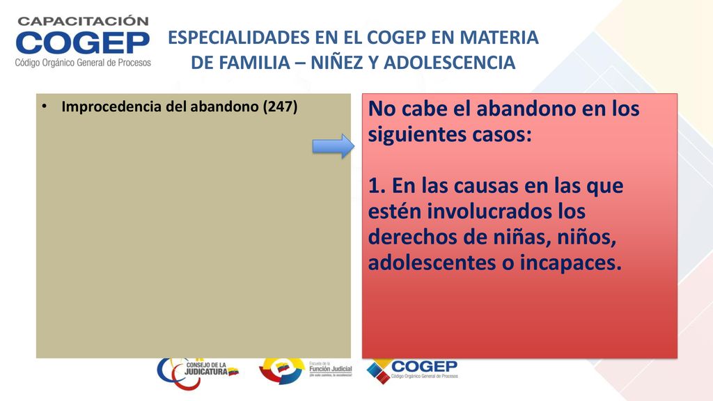 ESPECIALIDADES EN EL COGEP EN MATERIA DE FAMILIA – NIÑEZ Y ADOLESCENCIA