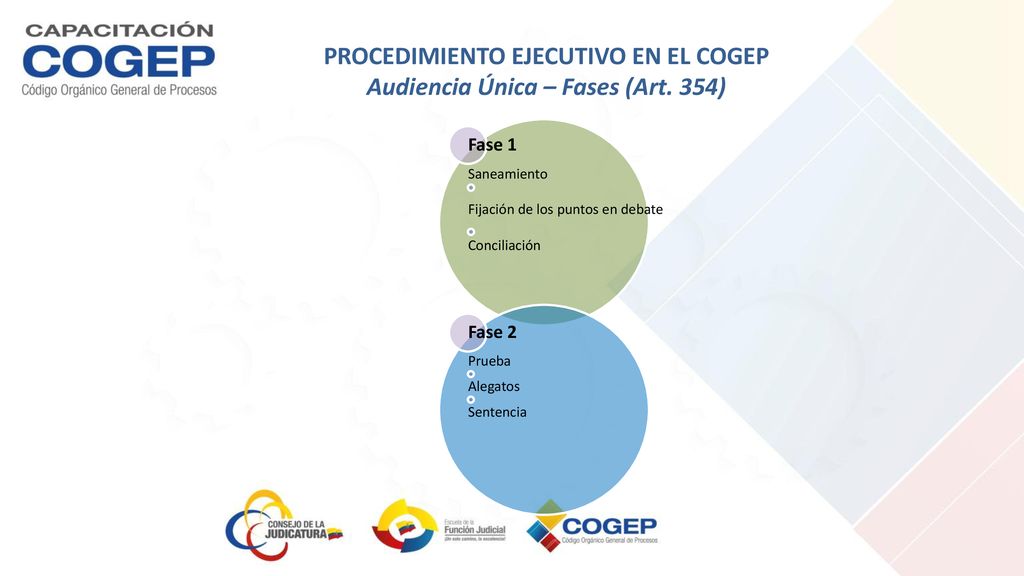 PROCEDIMIENTO EJECUTIVO EN EL COGEP Audiencia Única – Fases (Art. 354)