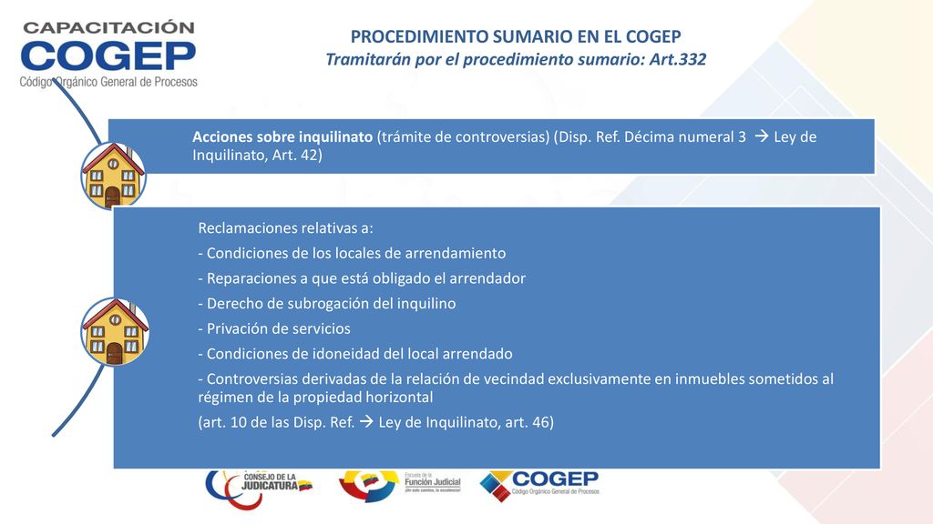 PROCEDIMIENTO SUMARIO EN EL COGEP Tramitarán por el procedimiento sumario: Art.332