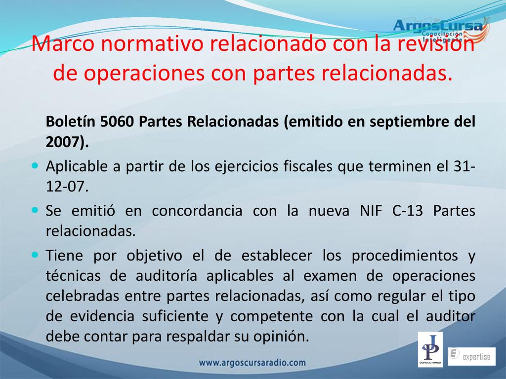 Marco normativo relacionado con la revisión de operaciones con partes relacionadas.