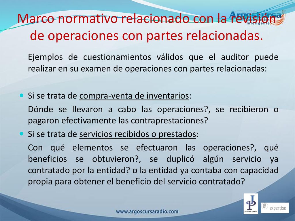 Marco normativo relacionado con la revisión de operaciones con partes relacionadas.