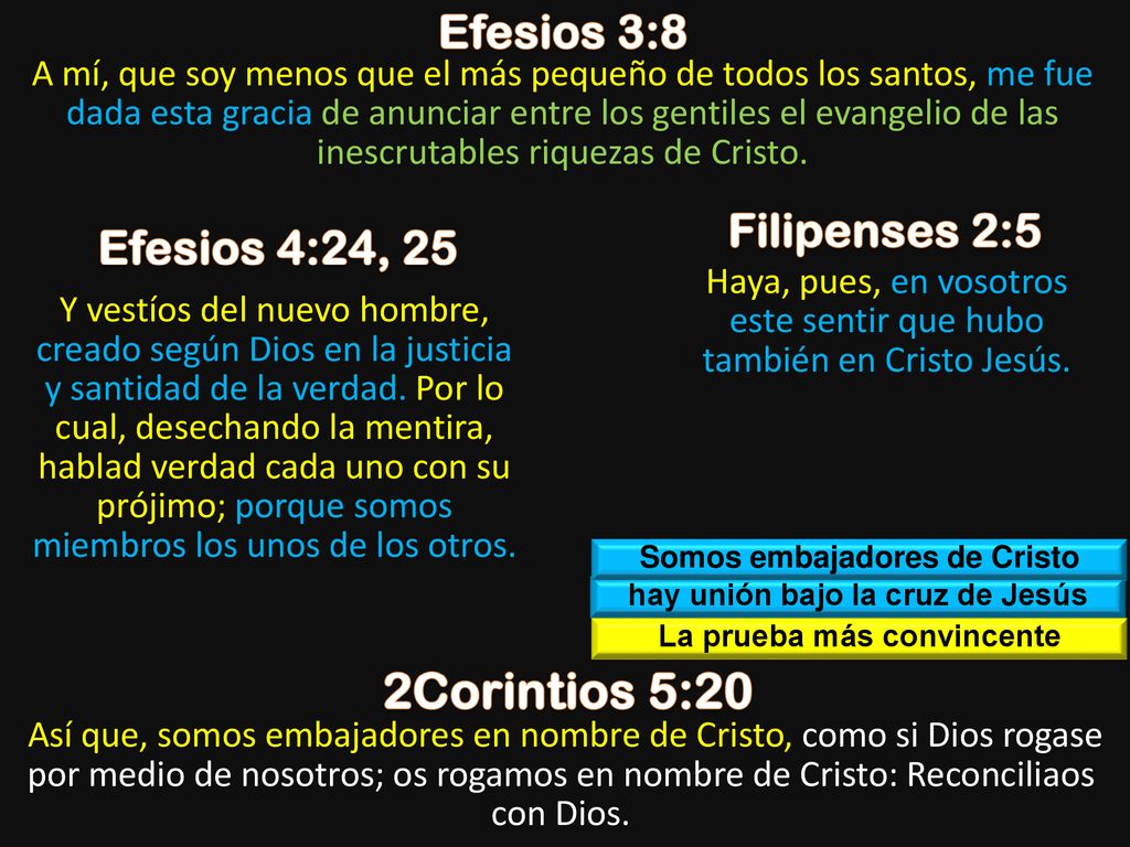 2Corintios 5:20 Efesios 3:8 Filipenses 2:5 Efesios 4:24, 25