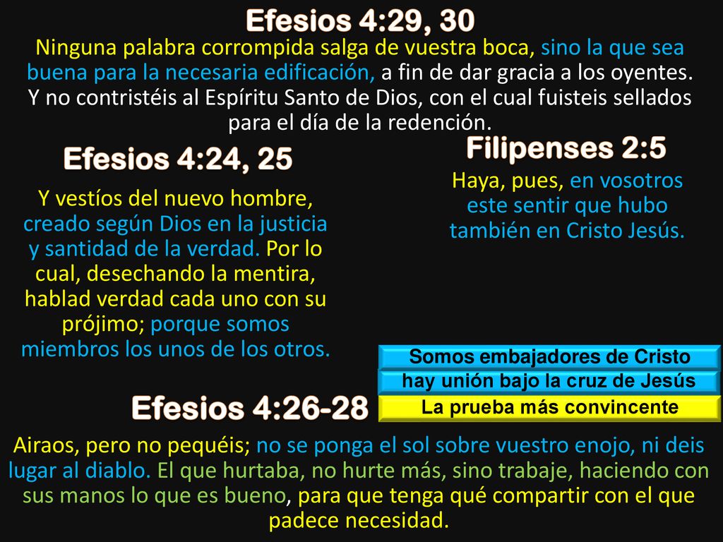 Efesios 4:26-28 Efesios 4:29, 30 Filipenses 2:5 Efesios 4:24, 25