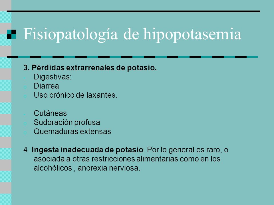 Fisiopatología de hipopotasemia
