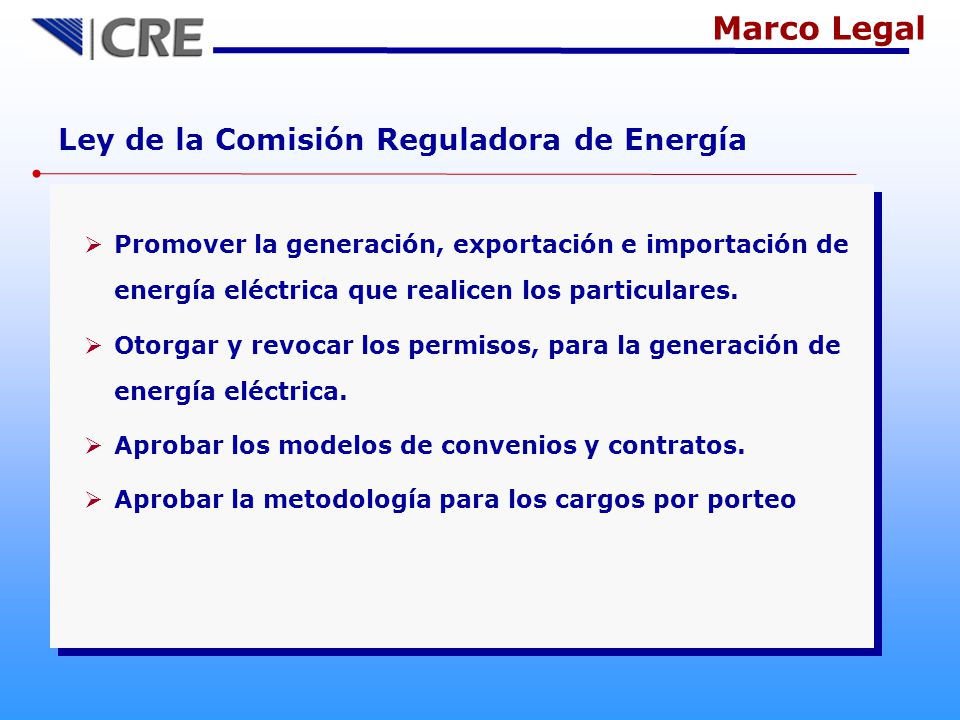 Marco Legal Ley de la Comisión Reguladora de Energía