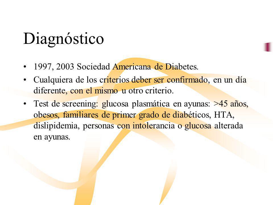 Diagnóstico 1997, 2003 Sociedad Americana de Diabetes.