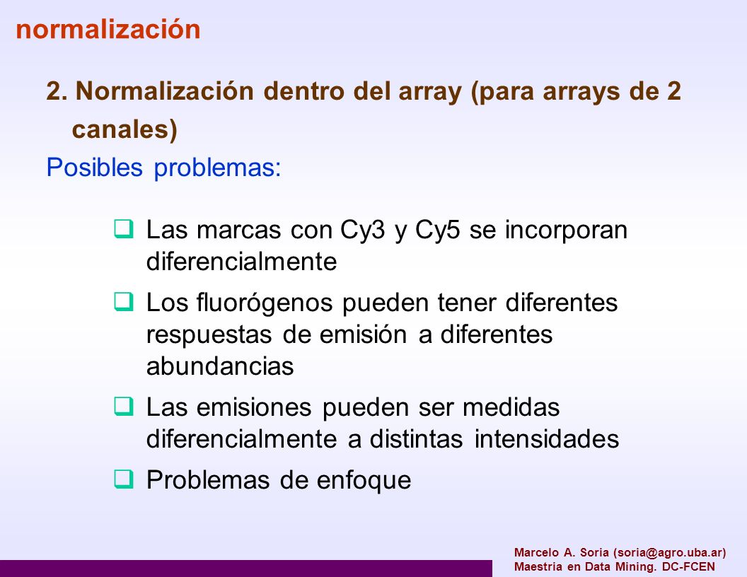 normalización 2. Normalización dentro del array (para arrays de 2 canales)‏ Posibles problemas: