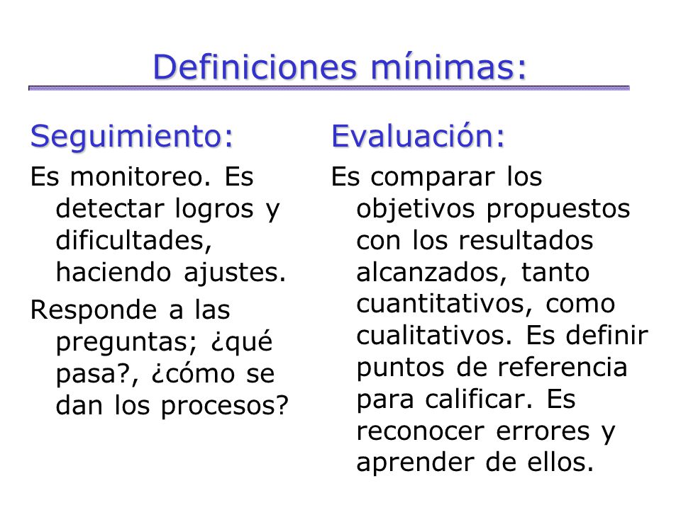 Definiciones mínimas: