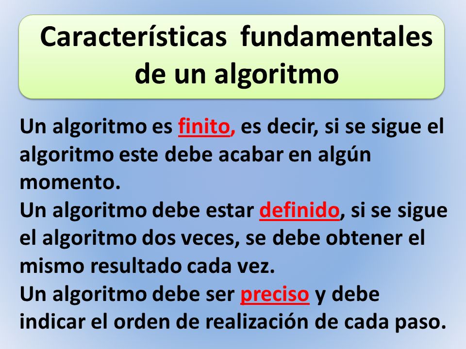 Características fundamentales de un algoritmo