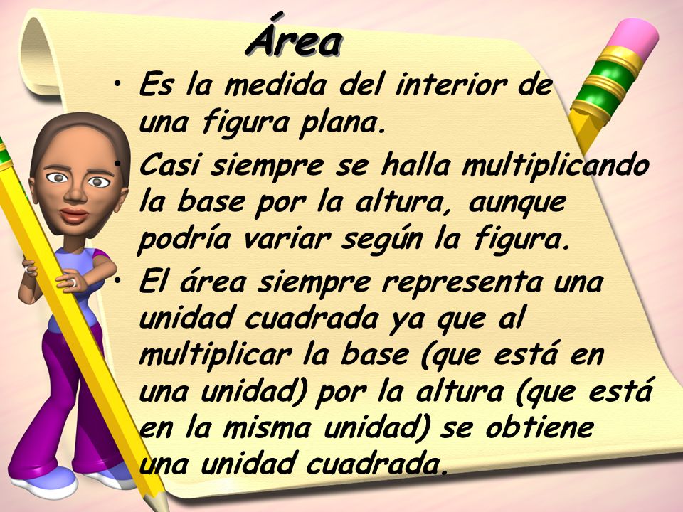 Área Es la medida del interior de una figura plana.