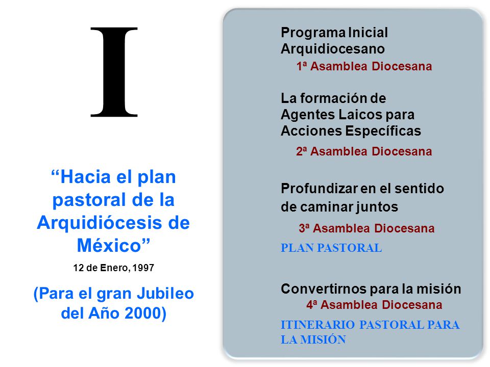 I Hacia el plan pastoral de la Arquidiócesis de México