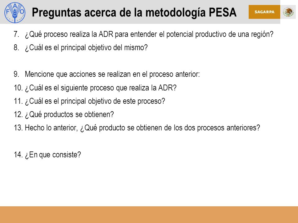 Preguntas acerca de la metodología PESA