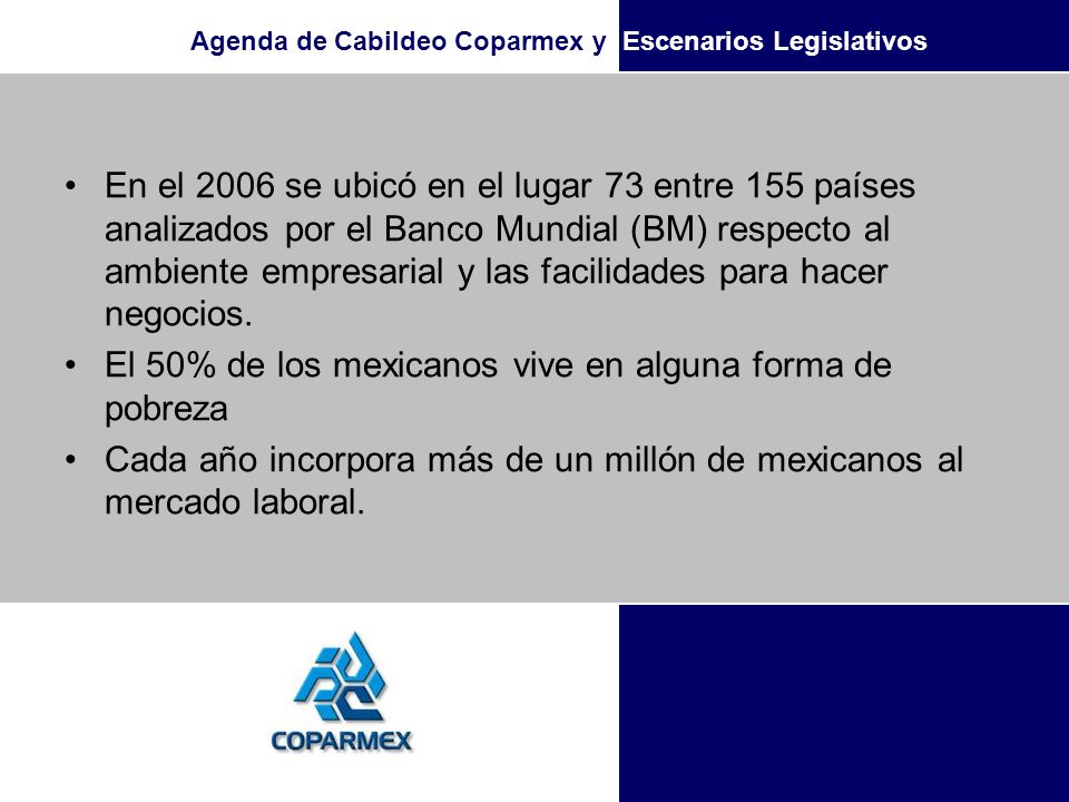 En el 2006 se ubicó en el lugar 73 entre 155 países analizados por el Banco Mundial (BM) respecto al ambiente empresarial y las facilidades para hacer negocios.