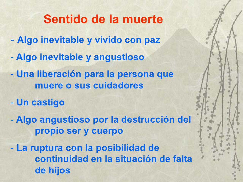 Sentido de la muerte Algo inevitable y vivido con paz