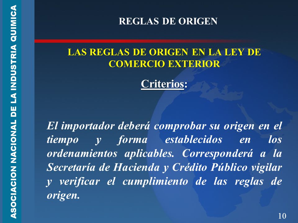LAS REGLAS DE ORIGEN EN LA LEY DE COMERCIO EXTERIOR