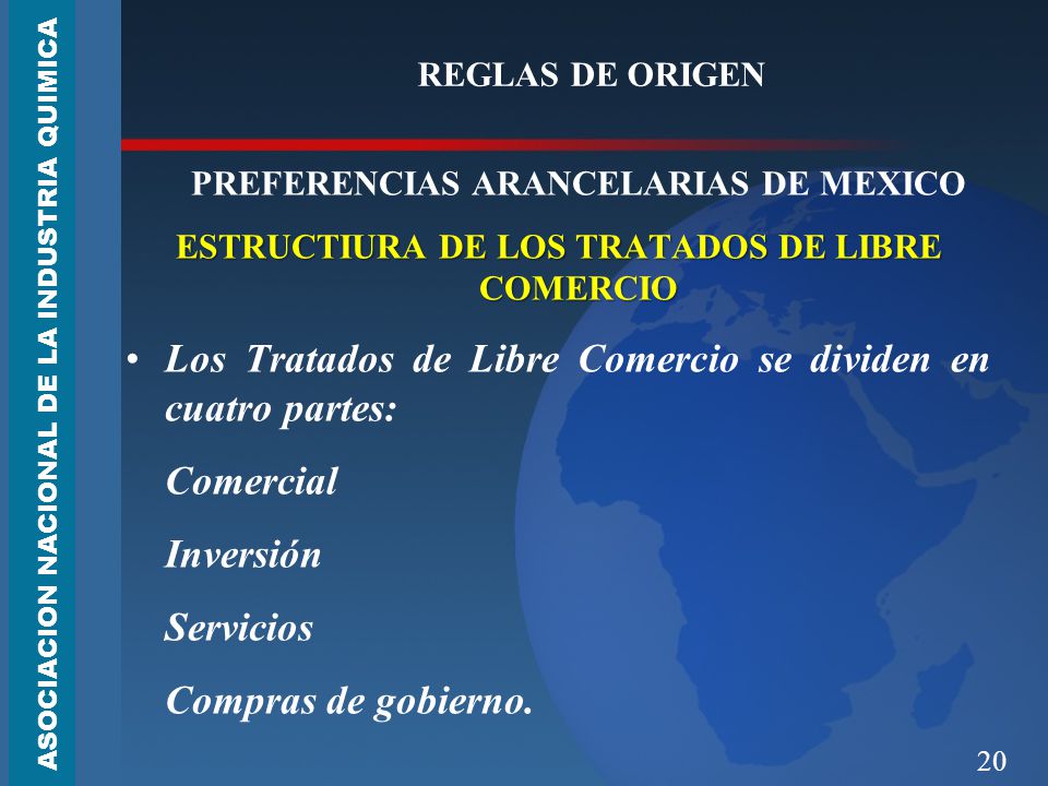 Los Tratados de Libre Comercio se dividen en cuatro partes:
