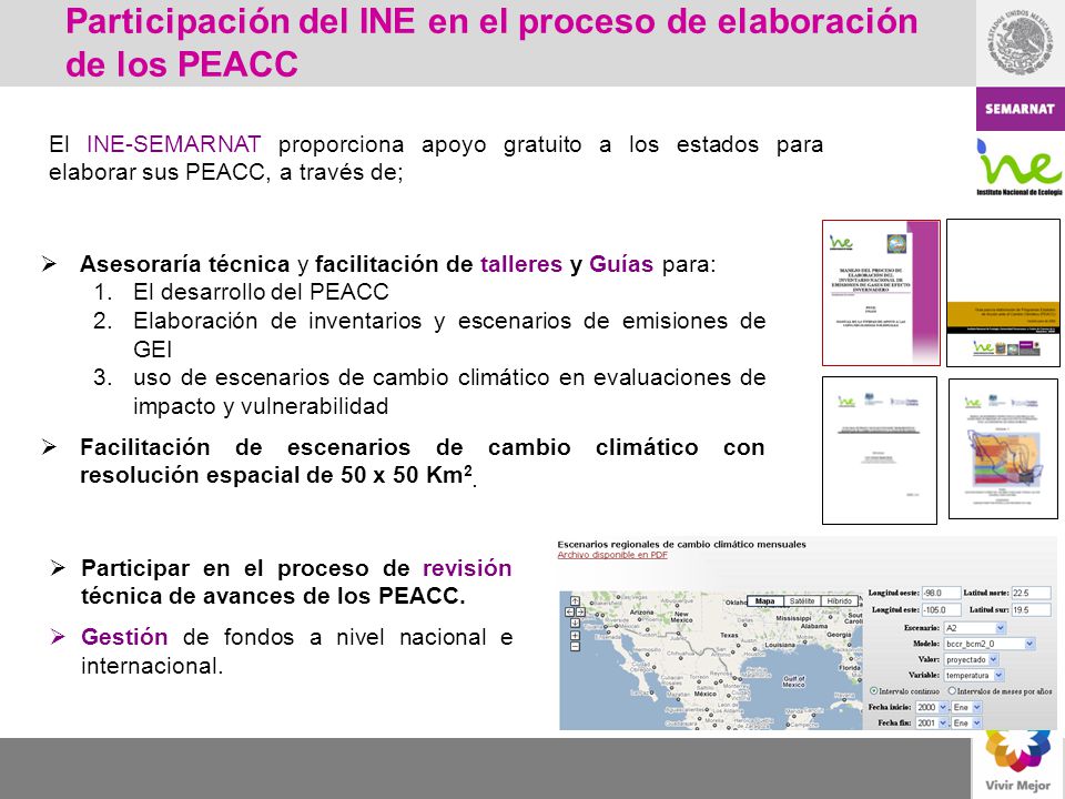 Participación del INE en el proceso de elaboración de los PEACC
