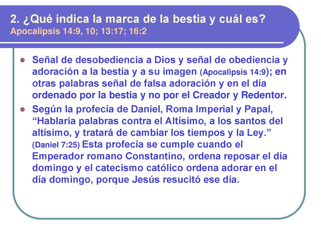 2. ¿Qué indica la marca de la bestia y cuál es
