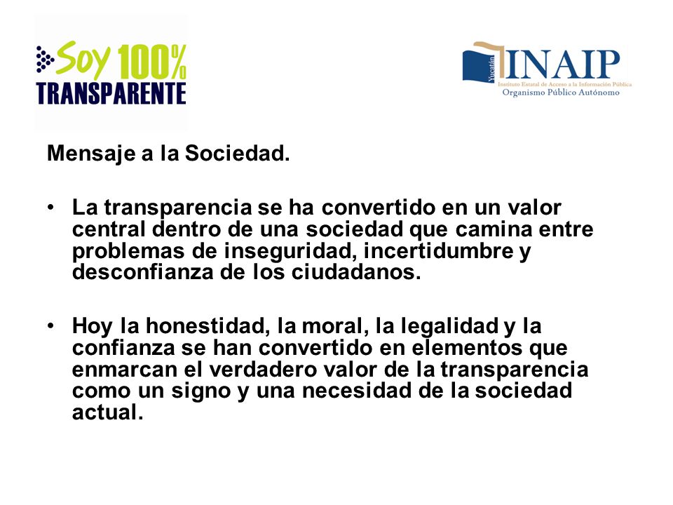 Mensaje a la Sociedad.