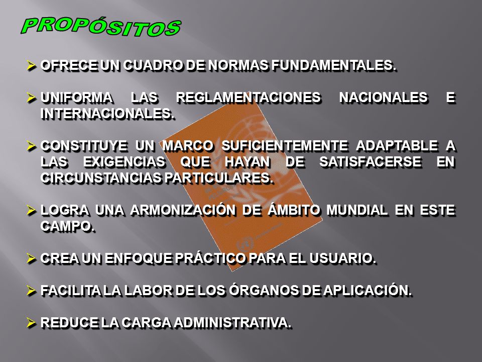 PROPÓSITOS OFRECE UN CUADRO DE NORMAS FUNDAMENTALES.