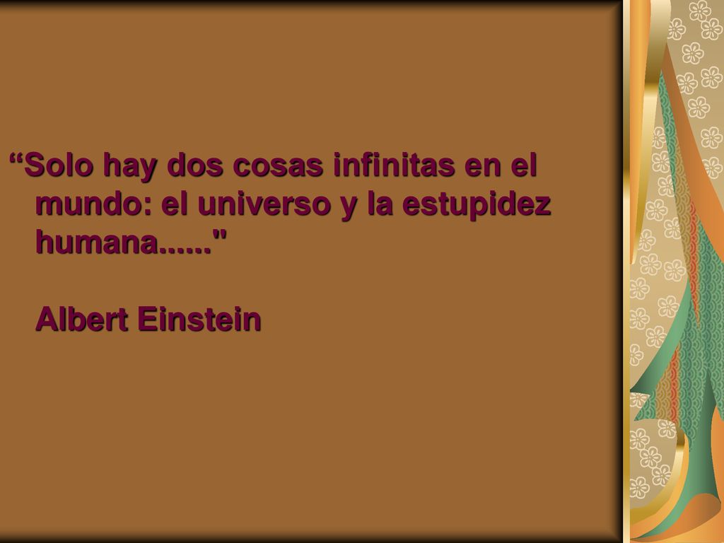 Solo hay dos cosas infinitas en el mundo: el universo y la estupidez humana Albert Einstein
