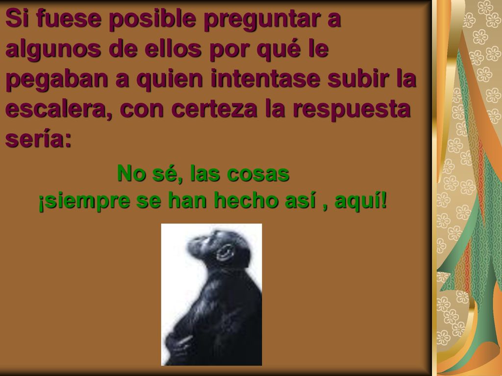 No sé, las cosas ¡siempre se han hecho así , aquí!