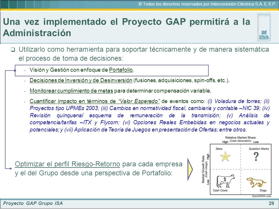 Una vez implementado el Proyecto GAP permitirá a la Administración