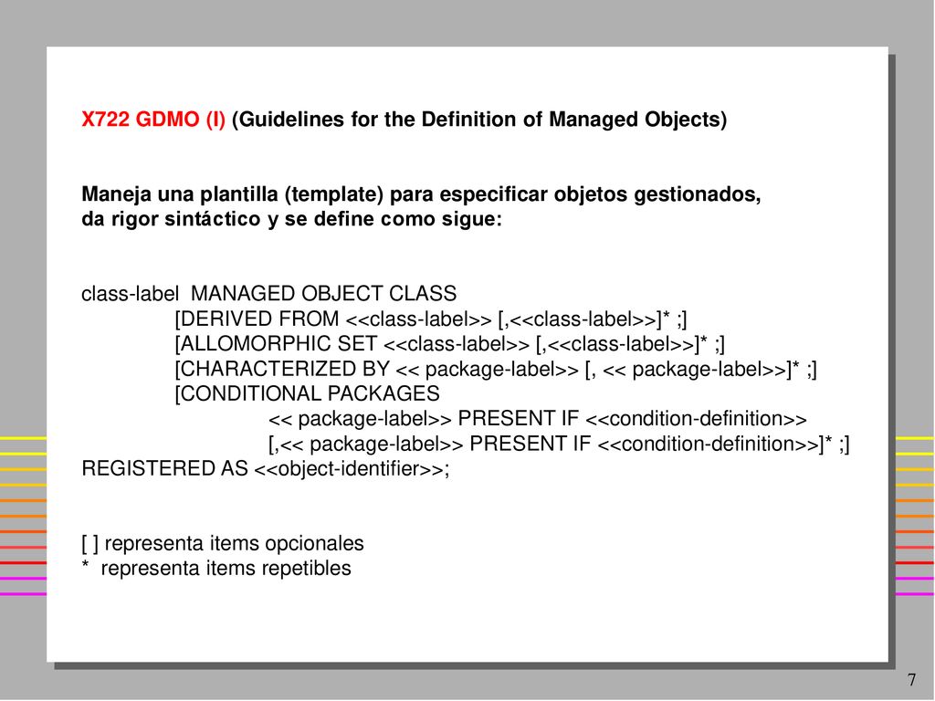 X722 GDMO (I) (Guidelines for the Definition of Managed Objects)