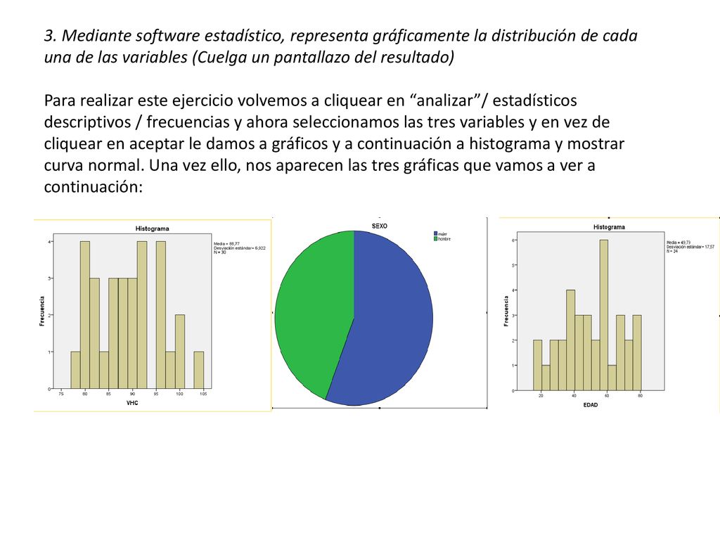 3. Mediante software estadístico, representa gráficamente la distribución de cada una de las variables (Cuelga un pantallazo del resultado)