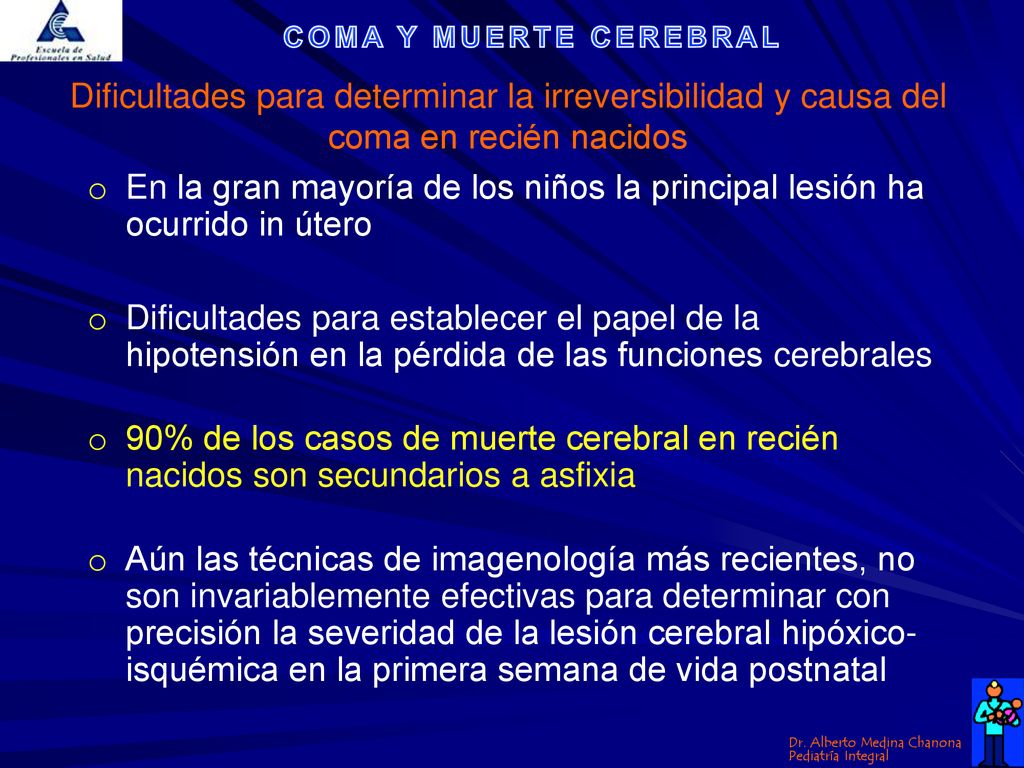 Dificultades para determinar la irreversibilidad y causa del coma en recién nacidos