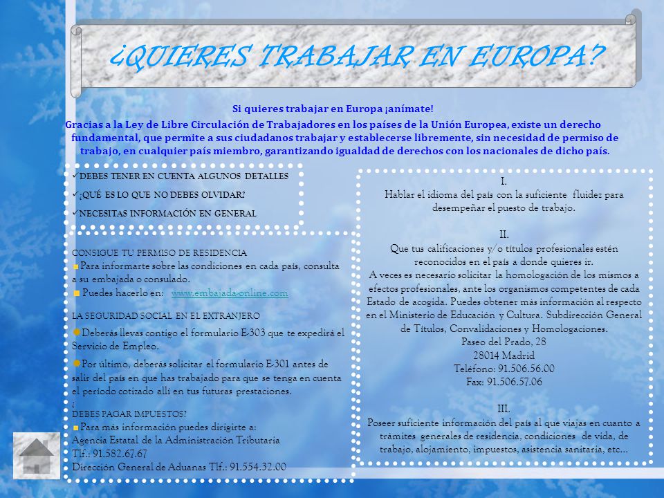 ¿QUIERES TRABAJAR EN EUROPA Si quieres trabajar en Europa ¡anímate!