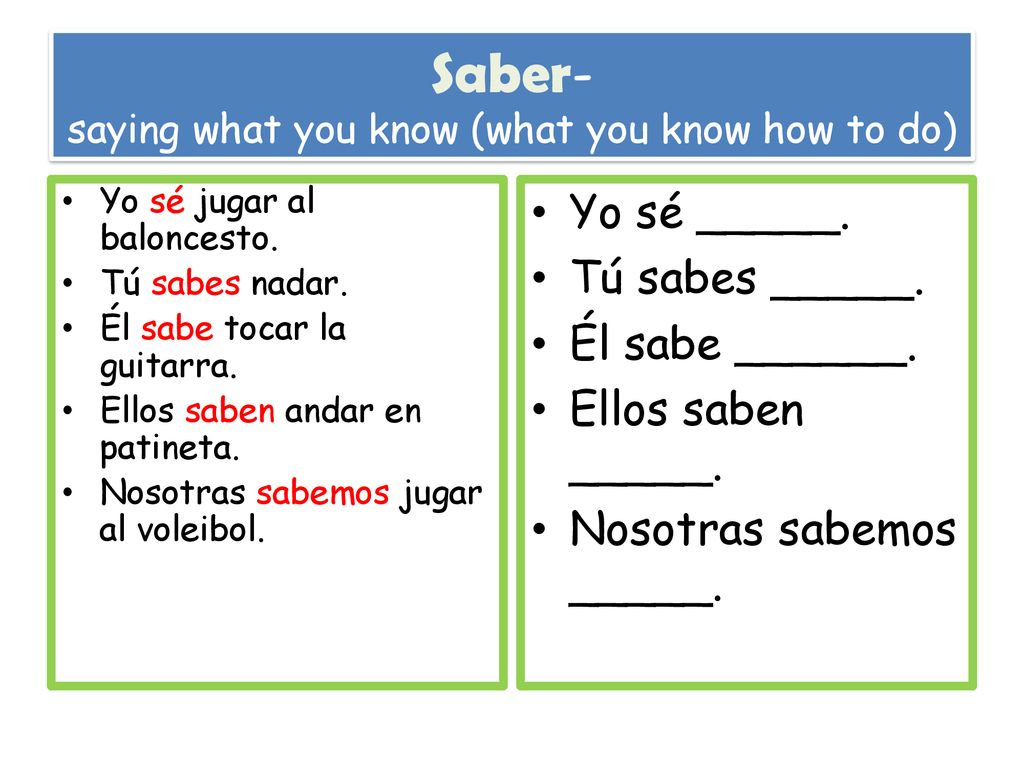 Saber- saying what you know (what you know how to do)