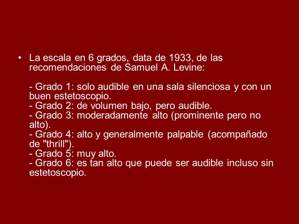 La escala en 6 grados, data de 1933, de las recomendaciones de Samuel A.