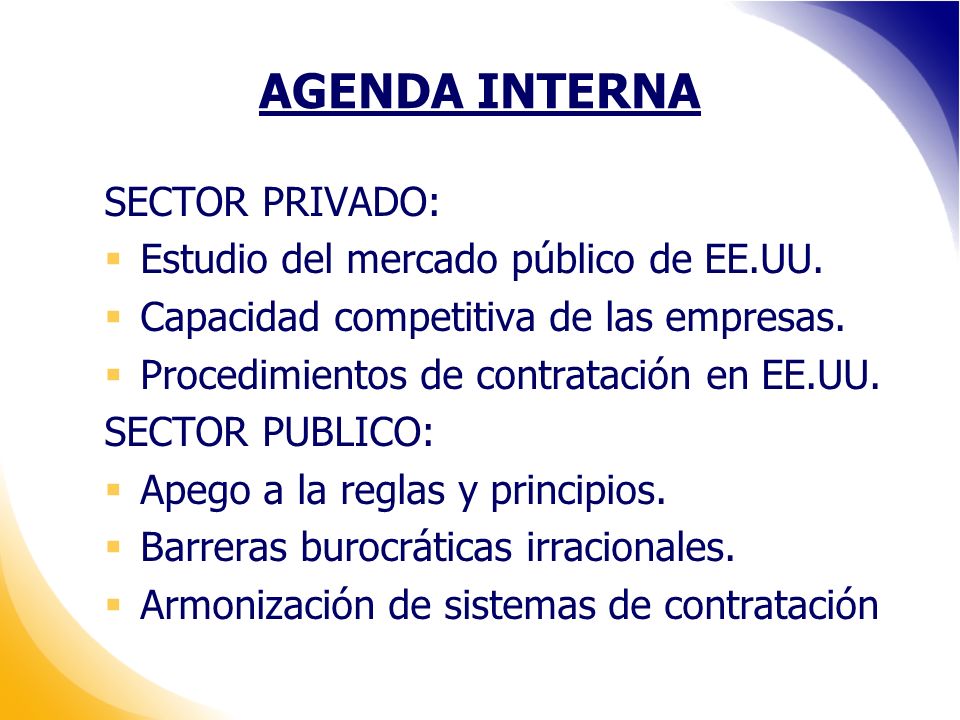 AGENDA INTERNA SECTOR PRIVADO: Estudio del mercado público de EE.UU.