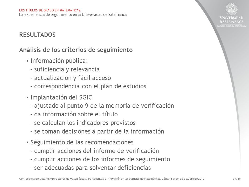 Análisis de los criterios de seguimiento Información pública: