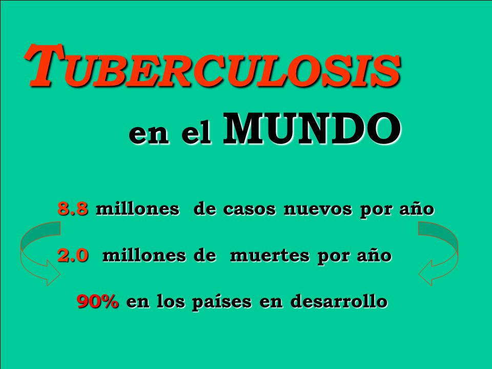 TUBERCULOSIS en el MUNDO 8.8 millones de casos nuevos por año