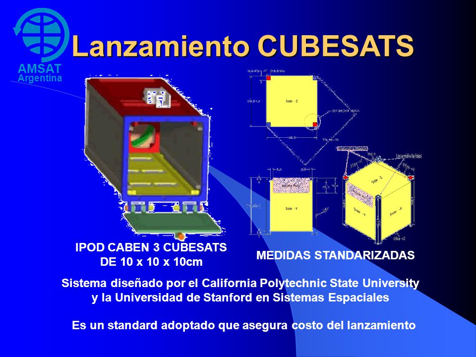 Lanzamiento CUBESATS IPOD CABEN 3 CUBESATS DE 10 x 10 x 10cm