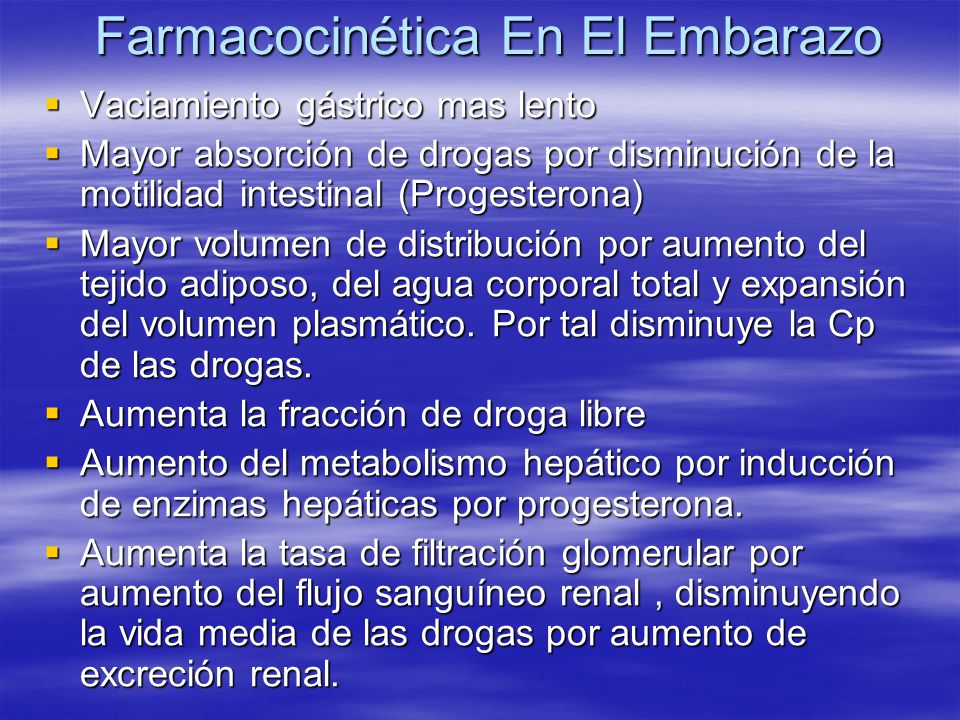 Farmacocinética En El Embarazo