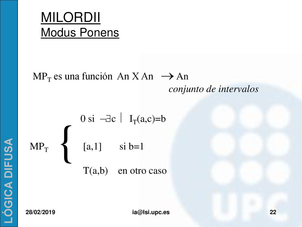 { MILORDII Modus Ponens MPT es una función An X An ® An